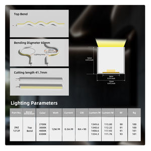 Lumière néon PARFAITE 12*12mm à haut rendement lumineux 110lm/w, pliage supérieur, étanche IP67, DC24V, certifiée UL, pour décoration extérieure - Product Image 2