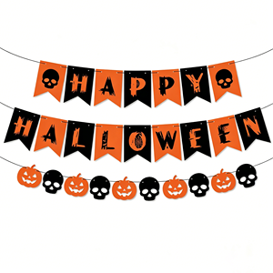 Nuove decorazioni per feste di Halloween con striscioni a tema zucca e <span class=keywords><strong>Batman</strong></span>, riutilizzabili, in carta, per interni ed esterni - Product Image 5