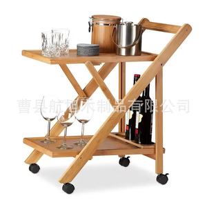 Bamboo Hotel <b>Trolley</b> <b>Foldable</b> With 4 Swivel Casters Minimalist Design For Living Room And Beverage Service - Product Image 5