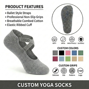 Chaussettes de barre professionnelles pour femmes, style ballet gris, antidérapantes, avec motif <span class=keywords><strong>Mandala</strong></span>, pour le Pilates, l'exercice et l'entraînement physique - Product Image 1