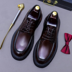 Chaussures Derby pour Hommes en Cuir de Vachette, Formelles, de Mariage, Brillantes, Haut de Gamme, Faites à la Main, à Semelle Épaisse, à Lacets, Rehaussantes - Product Image 3