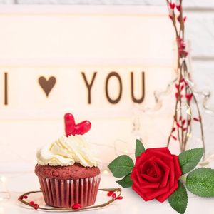 <span class=keywords><strong>Fleurs</strong></span> artificielles, roses rouges, 25 pièces, fausses roses, bouquets <span class=keywords><strong>de</strong></span> mariage, centre <span class=keywords><strong>de</strong></span> table, arrangements, décorations pour la Saint-Valentin, décorations d'arbre - Product Image 4