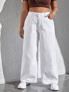 <span class=keywords><strong>Pantaloni</strong></span> donna taglie forti eleganti in Denim bianco Casual estivo svasato con fondo a campana Super elasticizzato a vita alta - Product Image 3