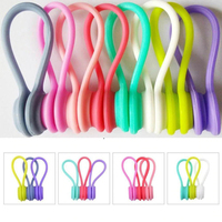Attaches-câbles magnétiques en silicone flexibles, organisateurs réutilisables, attaches torsadées magnétiques en silicone