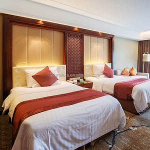 Wholesale Hotel Furniture Set Upholstered King <b>Queen</b> <b>Bed</b> With Wardrobe Nightstand TV Cabinet Wardrobe for Budget 3 Star Hotels - Product Image 1