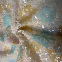 Nouveau Design Tissu de Tulle Multicolore Brodé de Fleurs à Paillettes et Cristaux Haute Densité pour Chaussures, Robes et Décoration
