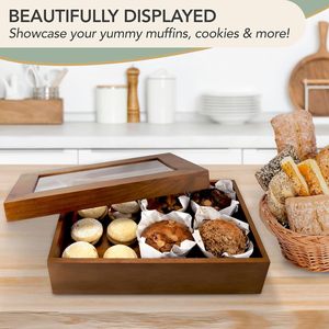Caja de almacenamiento de aperitivos y postres de madera maciza, rectangular, con tapa, para almacenamiento de alimentos para pícnic al aire libre - Product Image 2