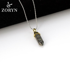 Pendentif en pierre naturelle et cristal, plaqué or, avec chaîne en argent, style bohème vintage, en acier inoxydable, pour hommes et femmes, pour la guérison spirituelle - Product Image 2