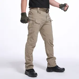Calças masculinas casuais 5xl, cor sólida, bolsos múltiplos, à prova d' água, para atividades ao ar livre, tamanho grande, calça de trabalho, masculina