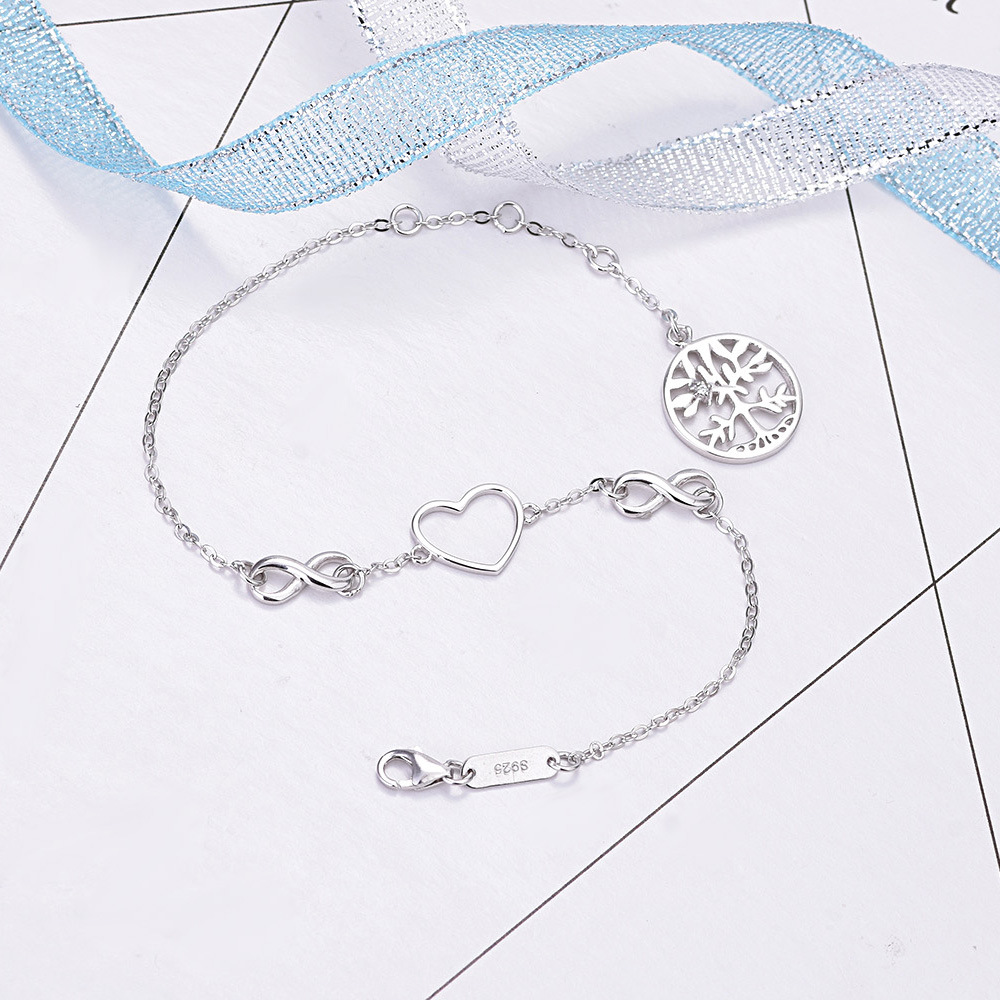 Tree of Life Bracelet - Unique Infinity Symbol in 925 Sterling Silver