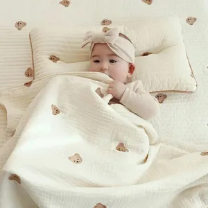 Handgemachte Musselin Krippe Blasen decken Print Puff Cotton Set Bettdecken Bettdecke Kinder bezug Erbstück Baby Quilts