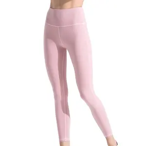 Customized Clothing Training Yoga Pants For Women Plain Pink High Waist Leggings