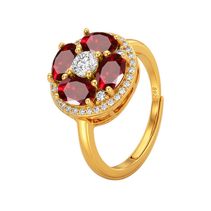 9 Dainty Cluster 4*6mm Oval cut <b>Garnet</b> Floral <b>Rings</b> 925 Silver Gold Plated Colorful Gemstone Natural Stone Jewelry Wholesale - Product Image 1