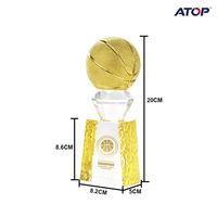 Trophée de basketball personnalisé en verre cristal 2026 pour les finales, avec dessus texturé 3D doré, 20 cm, gravé au laser, récompense Champion MVP, vente en gros