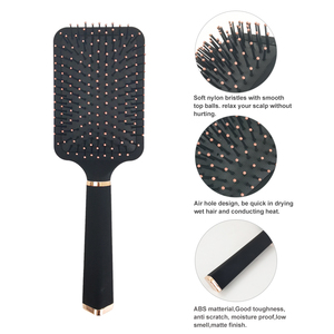 Spazzola per Capelli con Cuscinetto Quadrato Grande, Personalizzabile con Logo, Finitura Opaca Nera, Morbida al Tatto, per Salone di Bellezza, Vendita all'Ingrosso - Product Image 3