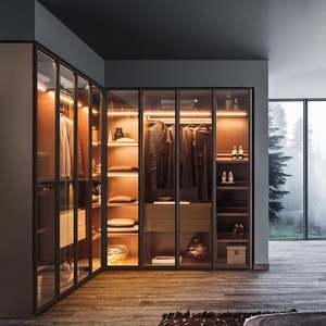 Armoire de rangement en bois avec porte en verre design haut de gamme moderne pour la chambre à coucher - Product Image 3