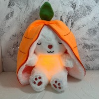 Peluche de Conejo Fresa de 30cm con Orejas Móviles y Respiración, Muñeco de Peluche para Dormir y Acompañar al Bebé, que Calma los Ronquidos