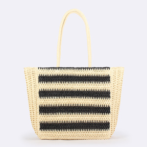 Nouveau sac de plage grande capacité tissé avec fermeture éclair, tendance, décontracté, polyvalent, simple, pour femme, à deux anses, Tanjing - Product Image 6