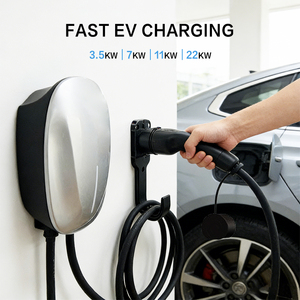 สถานีชาร์จรถยนต์ไฟฟ้าแบบติดผนัง รุ่นใหม่ 32A 7kW Type 2 สีขาว พร้อมหน้าจอ LCD รองรับการ์ด  ระบบความปลอดภัยอัจฉริยะ IP65 ใช้งานได้ทั้งภายในและภายนอกอาคาร - Product Image 2