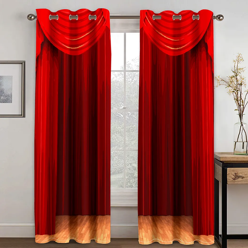 Digital 3d Stage Printed Kids Theme Poly Polyester Fabric Blackout Curtains For Window Treatments Shower Curtain