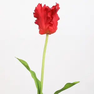 M03182 toptan el yapımı güzel gerçek görünüm ipek yapay çiçekler kırmızı lale düğün için dekor