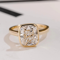 Bague de fiançailles en or massif 10K/14K/18K avec diamant de laboratoire CVD/HPHT certifié IGI, taille coussin 0,5-3 carats, serti clos, design solitaire