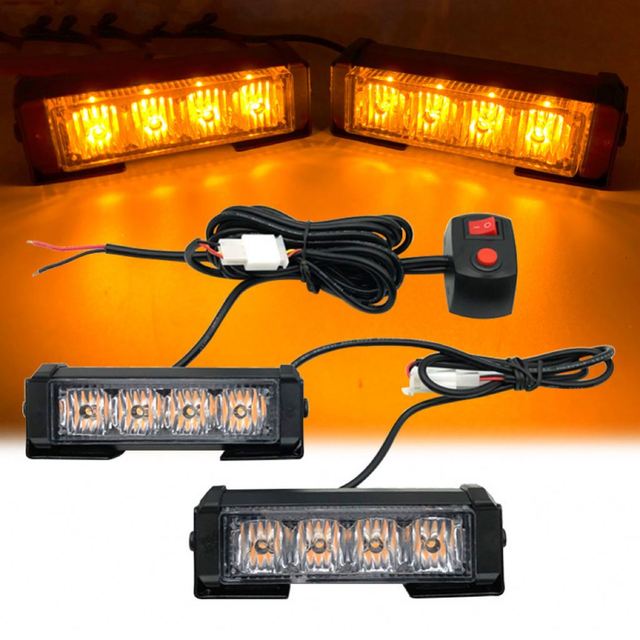 High Lumen 4 LED One-To-Two Car Grid Flashing Warning Lights Emergency Car Safety Caution Beacon Strobe Light Car Warning Light
