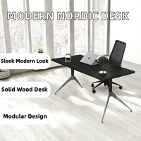 Bureau d'ordinateur modulaire contemporain en panneaux de bois, autoportant, à assembler soi-même, pour bureau à domicile, style nordique, luxe léger