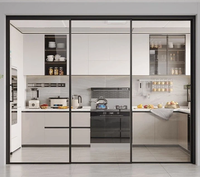 Pintu Sistem Kaca Tempered Ganda Berbahan Aluminium Alloy dengan Thermal Break Anti Air dan Geser Model Postmodern untuk Supermarket dan Gudang Anggur