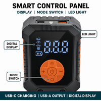 Gonfleur de pneus sans fil portable rechargeable, mini pompe à air avec affichage numérique LED, 4 embouts, pour voiture, moto, vélo, ballon, Type-C, SOS
