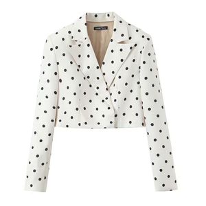 Women's 2-Piece Fashion Polka Dot Irregular Half-Body Ribbon Vintage Blazer <b>Coat</b> & <b>Skirt</b> Set - Product Image 2
