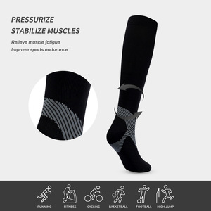 Chaussettes de compression en nylon unisexes, hauteur genou, pour le sport en plein air et le cyclisme - Product Image 4
