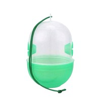 Mangeoire à oiseaux en plastique transparent vert corde suspendue accessoire de jardin extérieur forme carrée résistante aux abeilles nuisibles