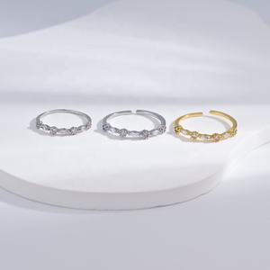 wholesale plata 925 <b>silver</b> cheap woman fashion <b>ring</b> personalized 14k 18k gold plated simple adjustable <b>stacking</b> zircon <b>rings</b> - Product Image 3