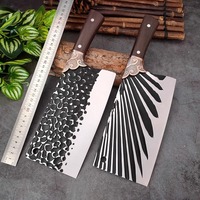 Couteau à découper en acier inoxydable tranchant, forgé à la main, à motif de marteau, pour les chefs de cuisine, hachoir à os, découpe de viande et de légumes