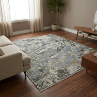 Tapis d'appoint moderne persan abstrait tissé à poils longs, de luxe, fait main, en laine et viscose, écologique, réversible et antidérapant pour salon