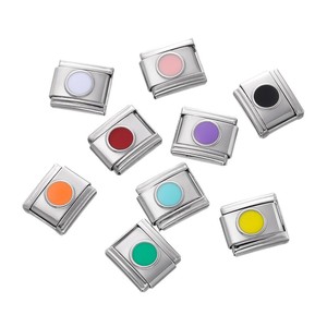 Round Dot Modular Charm Link | 18K PVD Stainless Steel Square Italian <b>Bracelet</b> <b>Bead</b> for DIY Jewelry <b>Making</b> Accessories - Product Image 5