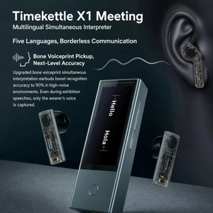 Timekettle X1 Dispositif d'interprétation simultanée IA pour réunions, Écouteurs traducteurs à reconnaissance vocale osseuse, Écouteurs de traduction multilingue - Product Image 2