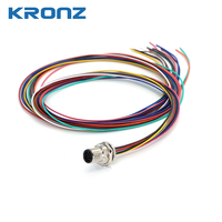 Connecteur d'alimentation industriel KRONZ M12 à 12 broches, montage sur panneau, prise droite, codage A, cuivre, IP67, verrouillage par vis, OEM/ODM
