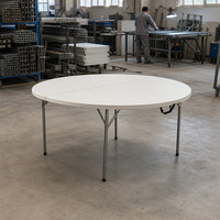 Tables de banquet pliantes rondes de 120 cm, ensemble de tables à manger pour 10 personnes, tables de mariage modernes pour salle d'activités polyvalente