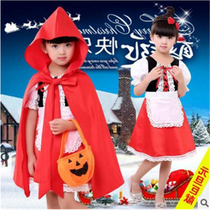 Disfraz de Caperucita Roja para niñas, vestido con capa roja, disfraz de Halloween, vestido de princesa de material de algodón - Product Image 4