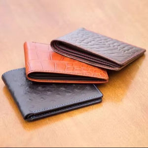 5. Elegant Leather <b>Card</b> <b>Wallet</b> for Men with Crocodile Texture Slim Foldable Pocket Storage and Compact Design - Product Image 1