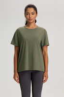 T-shirt d'été pour femme en laine mérinos, haut de yoga ample et respirant qui évacue l'humidité, 7 couleurs disponibles, haut décontracté pour le fitness