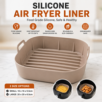 Forro de Silicone Reutilizável para Fritadeira a Ar, Quadrado, Grau Alimentício, Cesto Interno para Fritadeira a Ar, Bandeja Antiaderente Resistente ao Calor com Alças