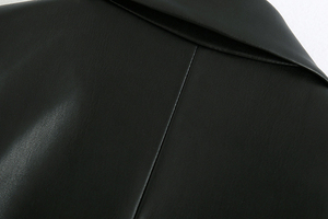 Giacca in <span class=keywords><strong>pelle</strong></span> PU da <span class=keywords><strong>donna</strong></span> di qualità migliorata cappotto lungo Vintage giacca da <span class=keywords><strong>donna</strong></span> monopetto con intaglio in ecopelle Pu Streetwear - Product Image 3