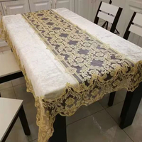 Nappe en velours beige brodée de dentelle pour réception de mariage, hôtel, fête, salle de bal, décoration de table de salle à manger, vente en gros