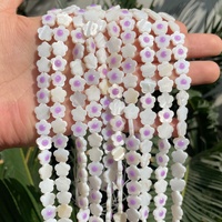 Manik-manik Cangkang Bentuk Bunga Satu Sisi Alami Multiwarna Berkualitas Tinggi 10mm 38pcs untuk Pembuatan Perhiasan DIY AsVrai U
