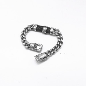yunnique Men's Tibetan Silver Chain <b>Bracelet</b> Black <b>Leather</b> Cord Cross Design Gift Jewelry - Product Image 2