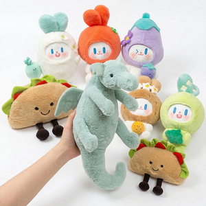Jouets en peluche personnalisés avec logo alimentaire : cacahuète, dragon, hamburger, pizza, taco – Poupées en peluche apaisantes, jouets promotionnels, cadeau pour enfants - Product Image 1