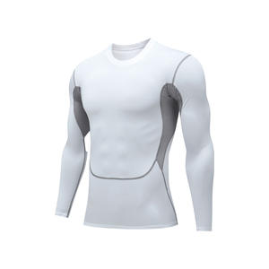 T-shirt de compression à manches longues pour homme, col rond, en soie de lait extensible, pour le basketball, la course à pied et l'entraînement au football - Product Image 2
